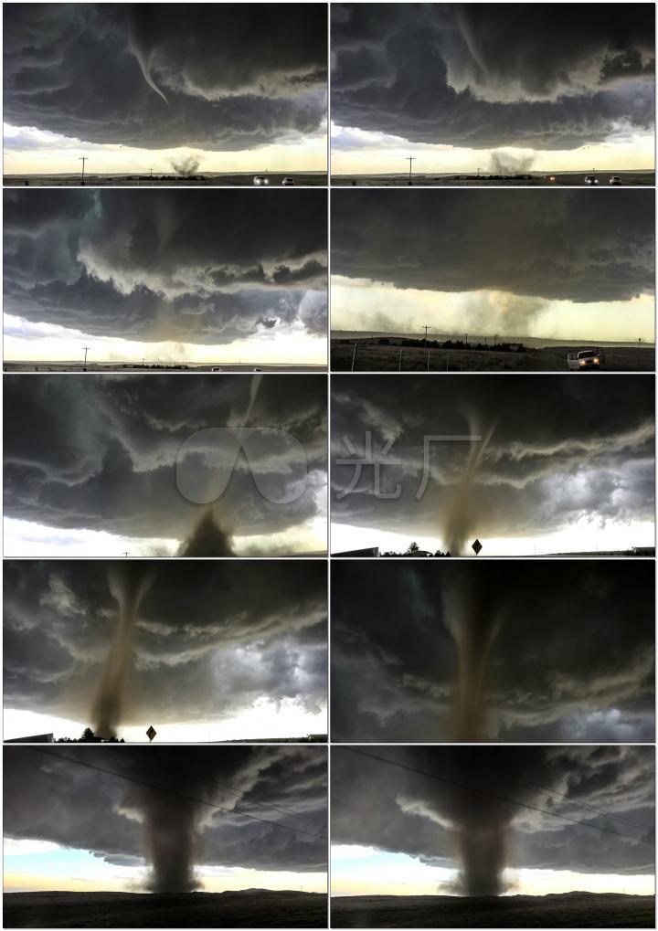 4kuhd龙卷风疯狂龙卷风实拍视频闪电极端天气恶劣天气恐怖超大龙卷风