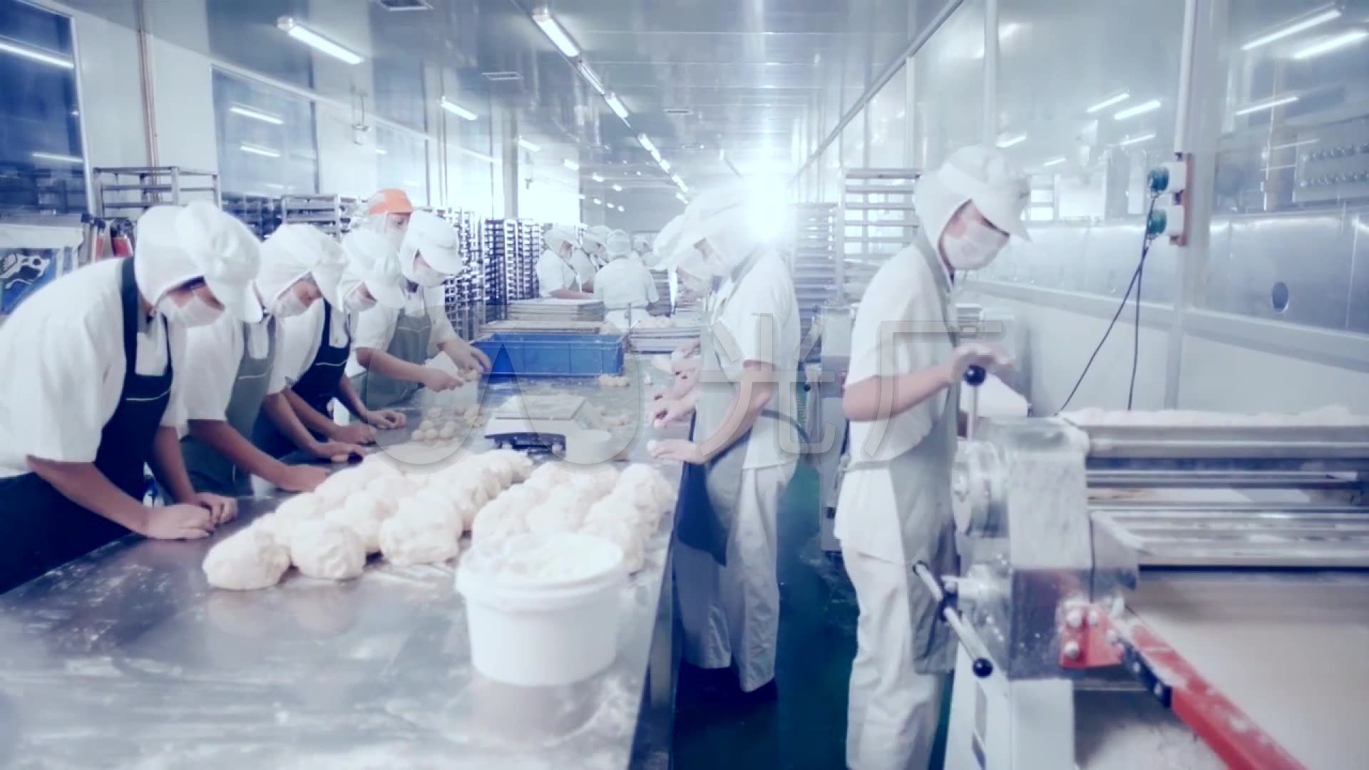 食品卫生消毒食物加工工厂车间视频