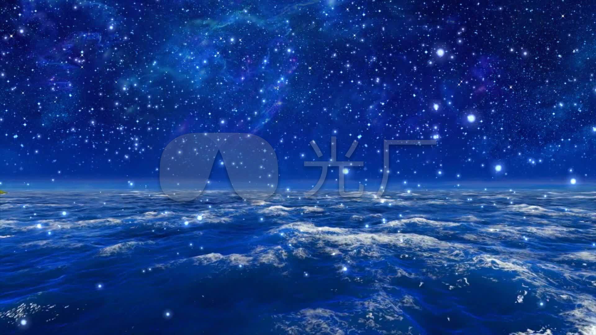 唯美粒子星空大海夜景_1920x1080_高清视频素材下载