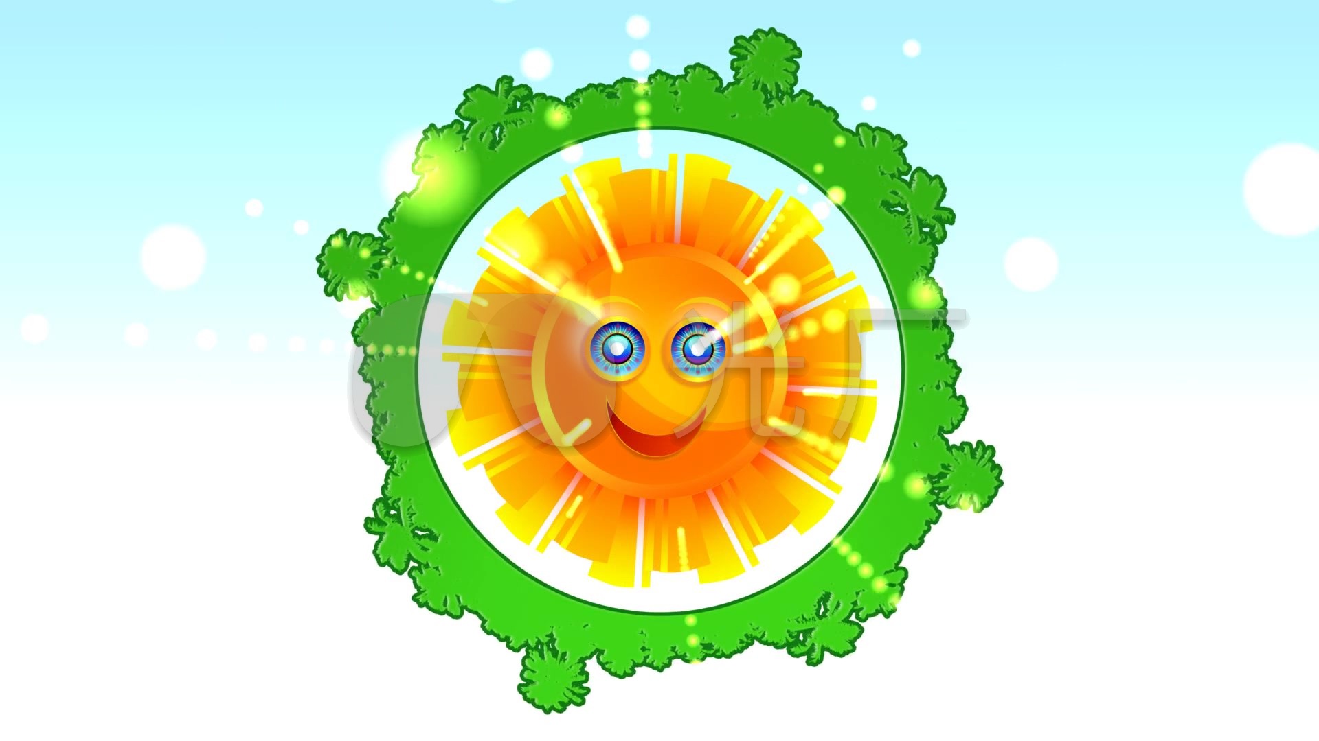 卡通太阳公公笑脸绿色