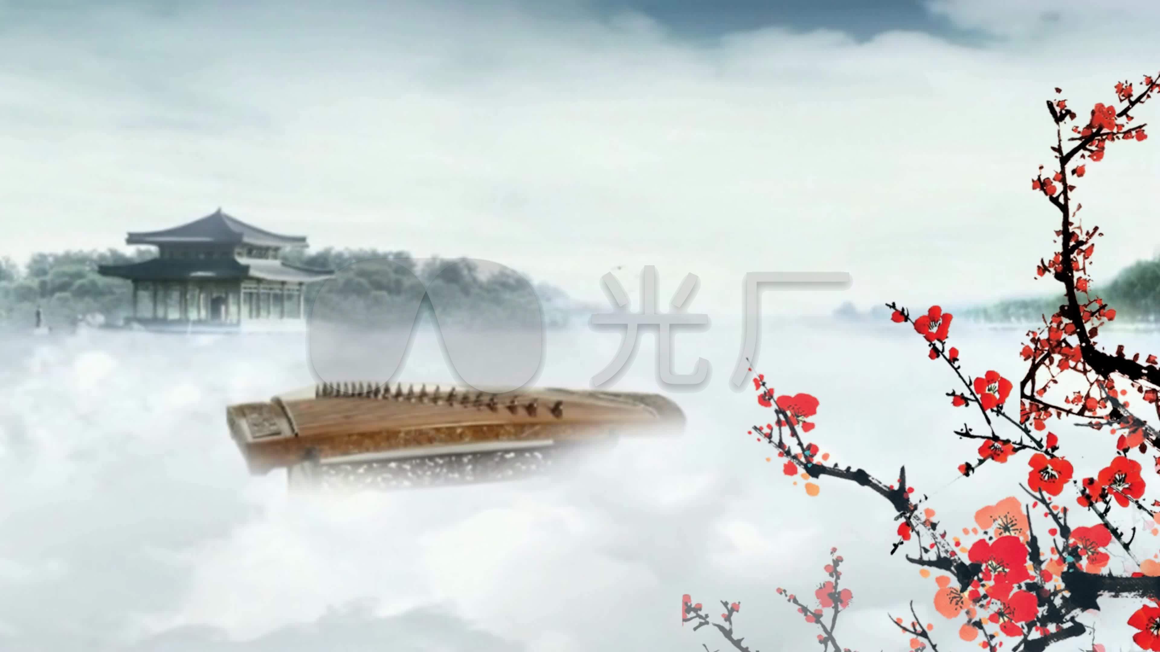 古筝表演背景 古筝曲 梅花三弄 中国风水墨素材