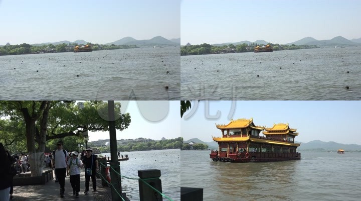4k杭州西湖湖滨一公园远景