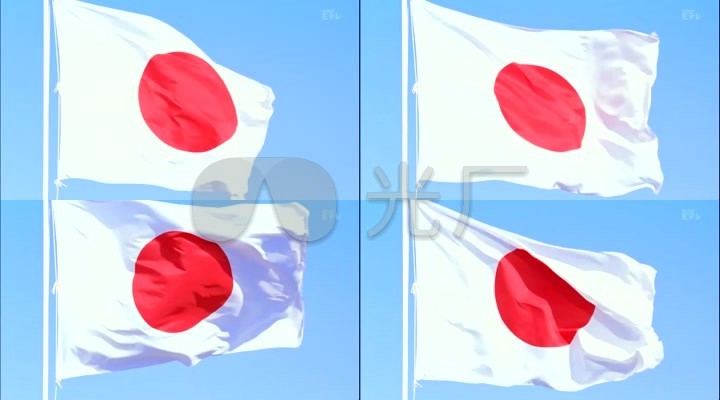 日本国旗随风飘扬