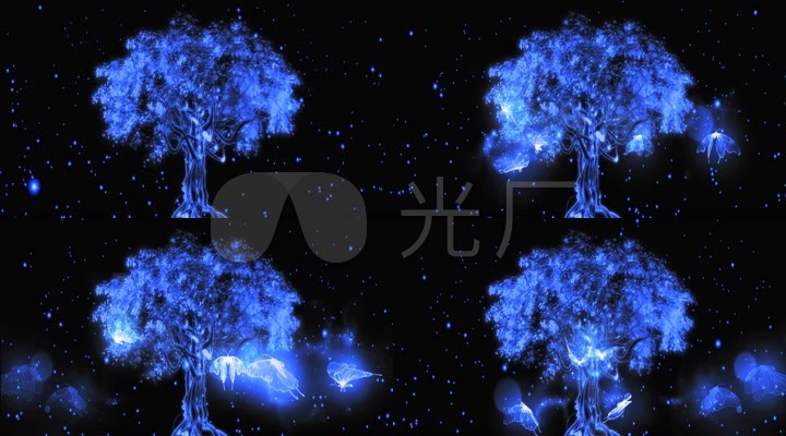 唯美荧光树,荧光蝴蝶