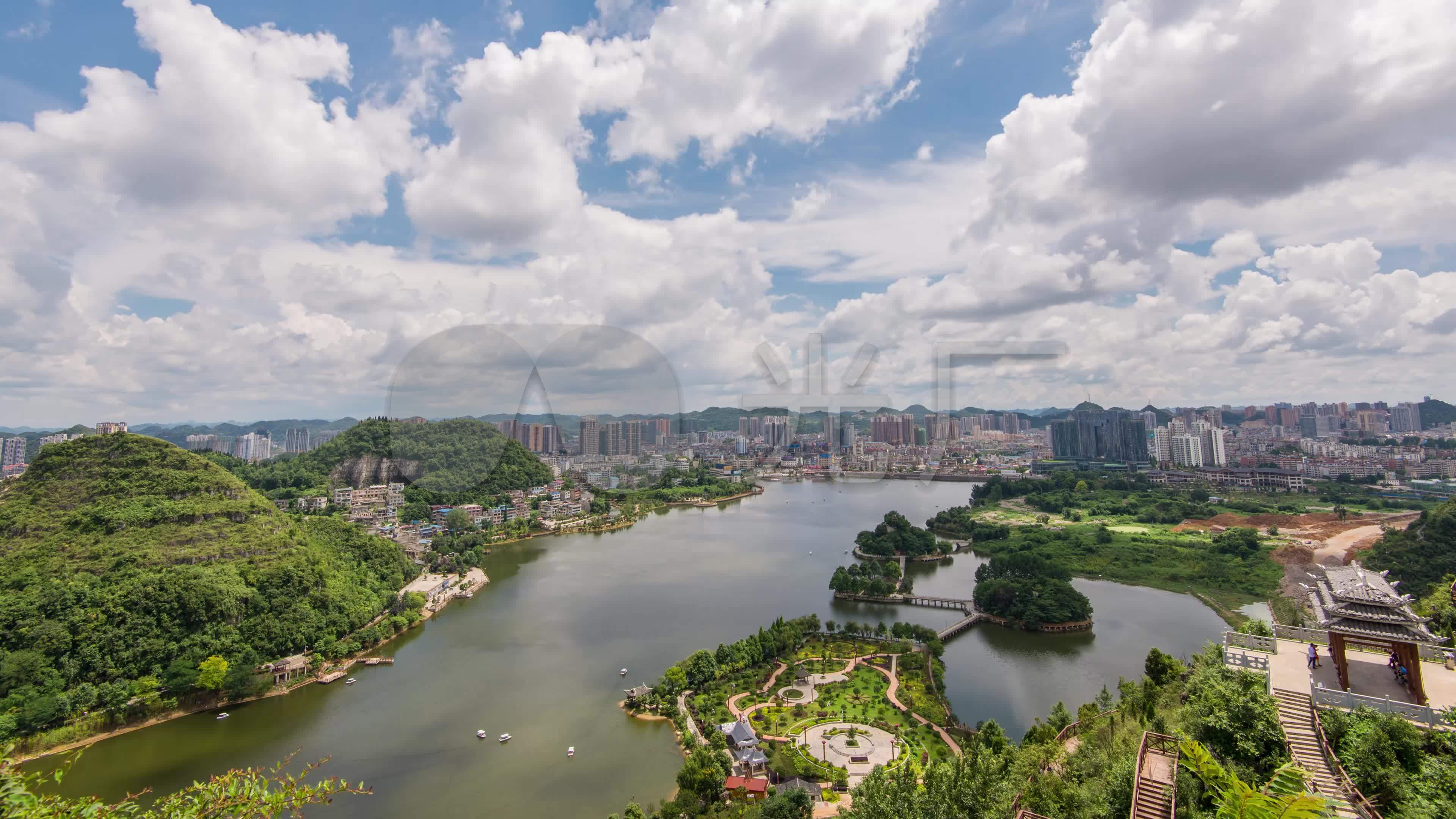 贵州安顺城市风光延时摄影
