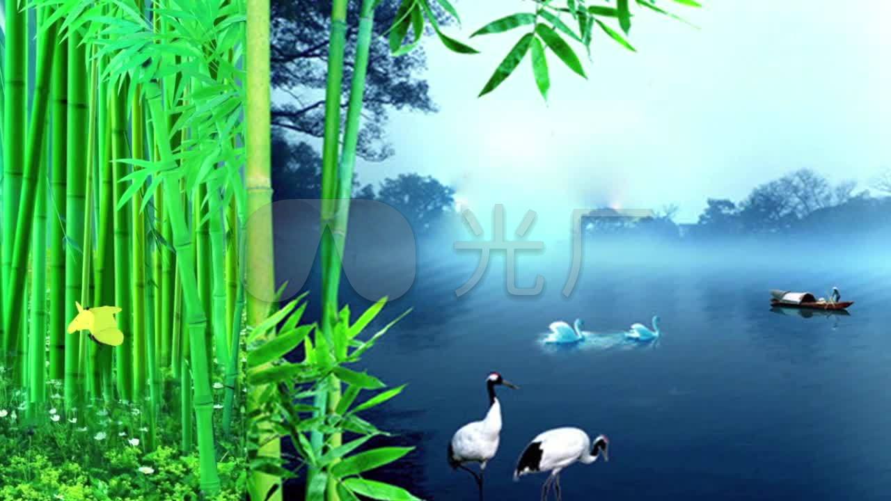 中国风竹林仙鹤风景如画_1280x720_高清视频素材下载