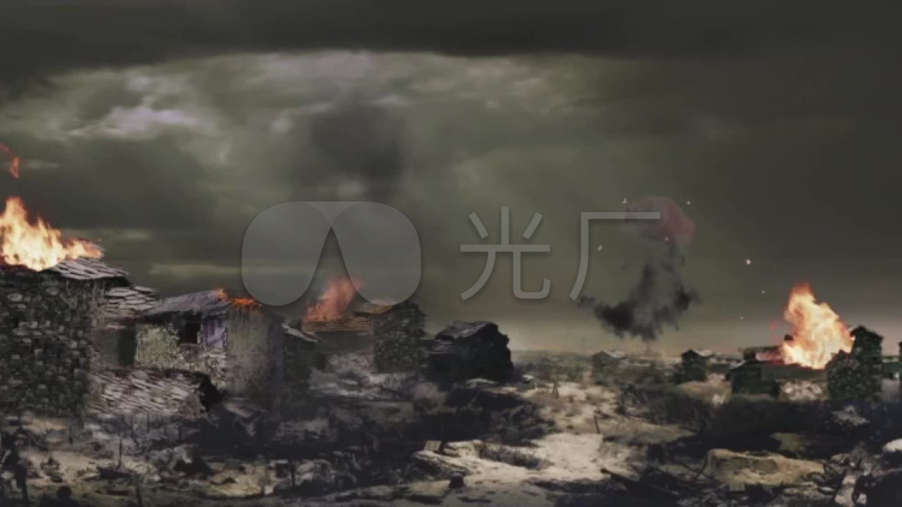 战争战场 炮火纷飞led背景视频