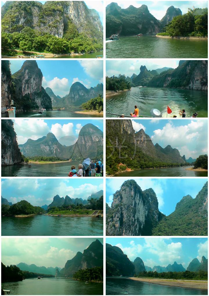 桂林漓江游船山水风景高清实拍