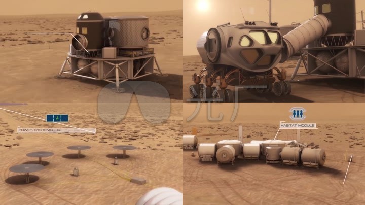 火星探测科幻未来三维动画