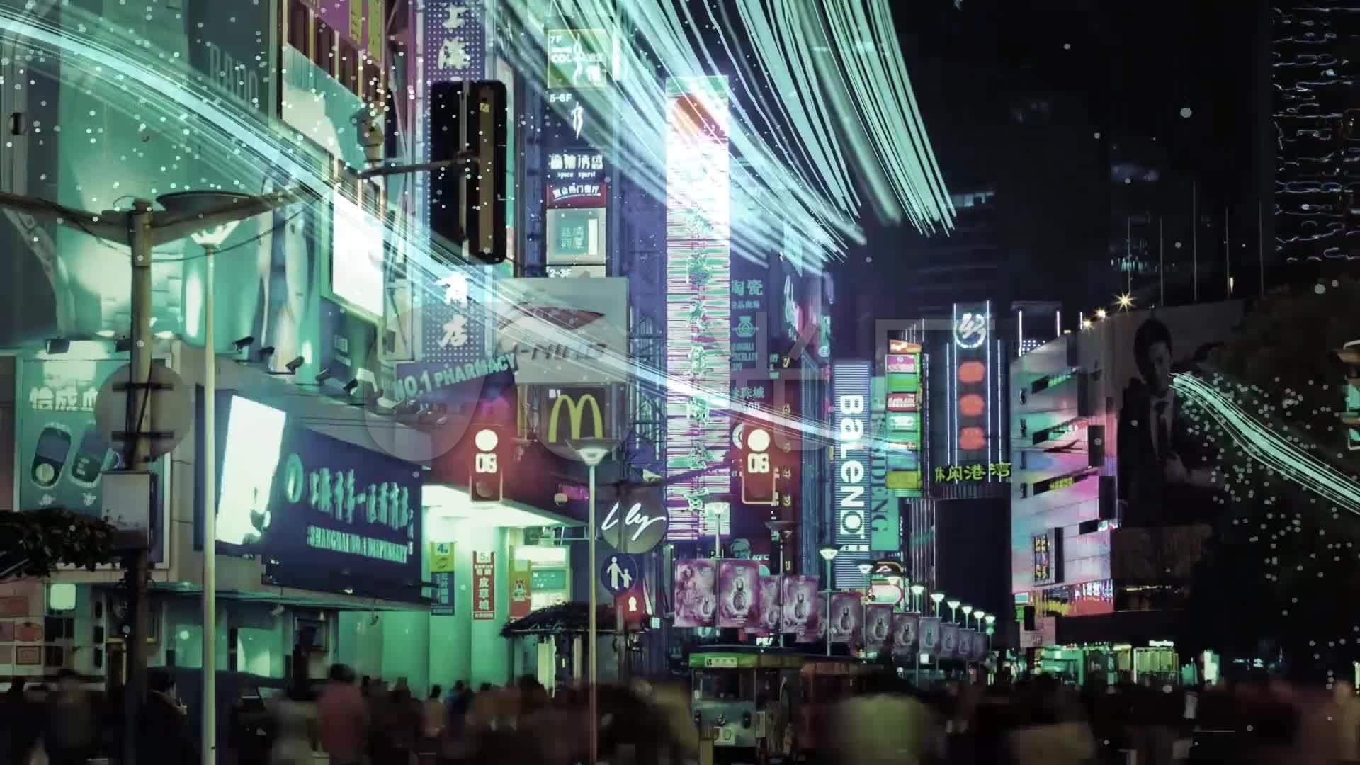 繁华城市都市夜景光效特效动画_1920x1080_高清视频
