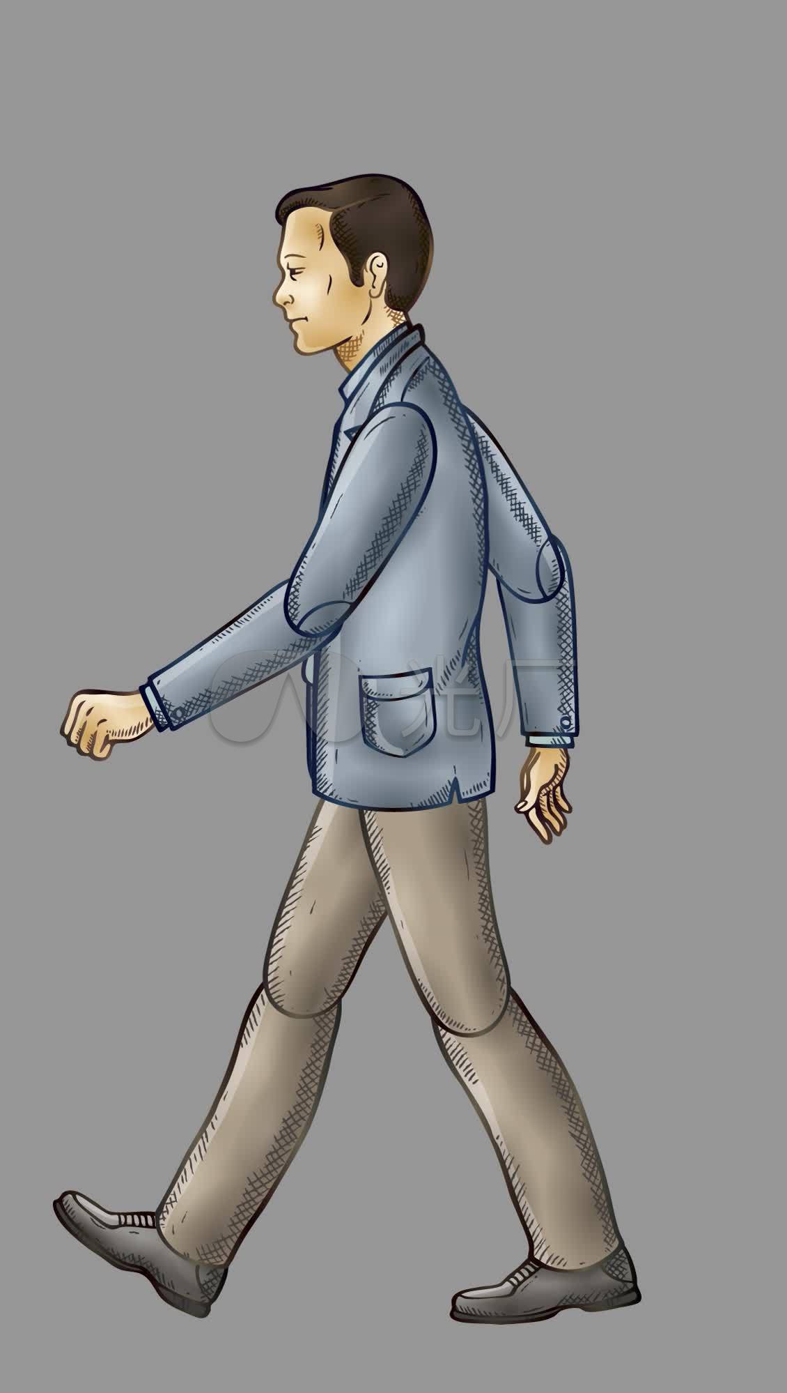 中年男人走路