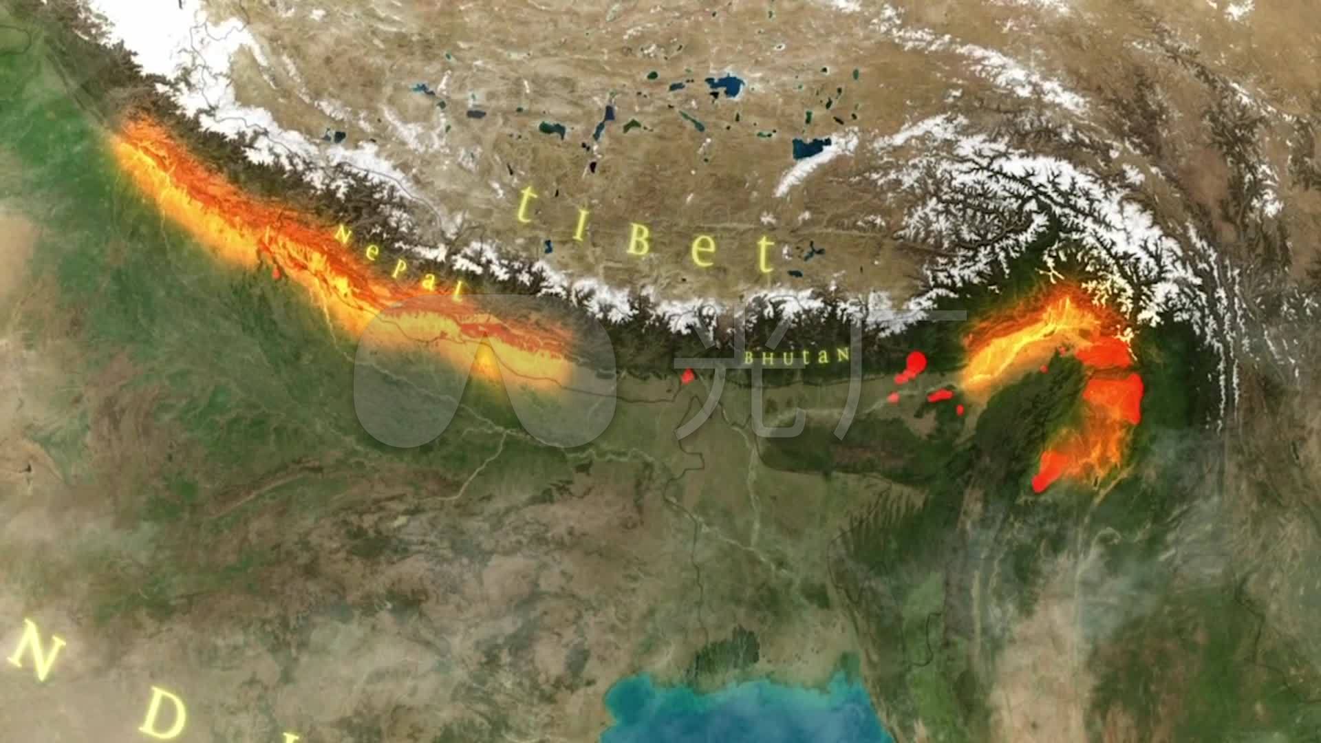 不丹国家谷歌地图_中印边界边境线_1920X10