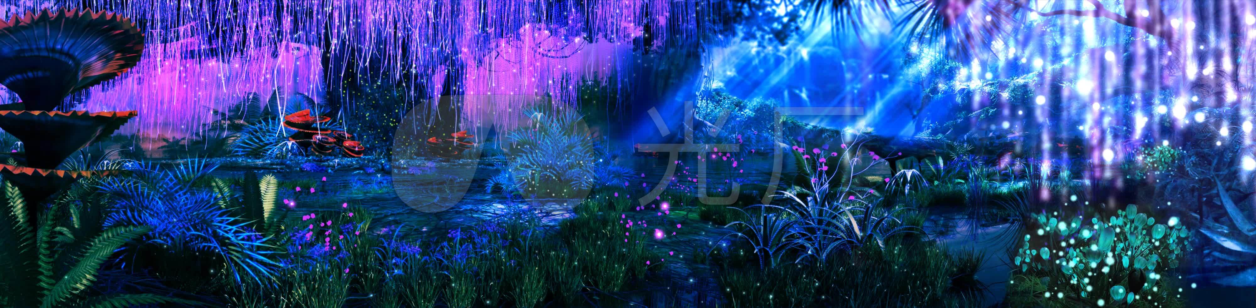 唯美梦幻的阿凡达森林场景舞台背景_4000x982_高清(:)