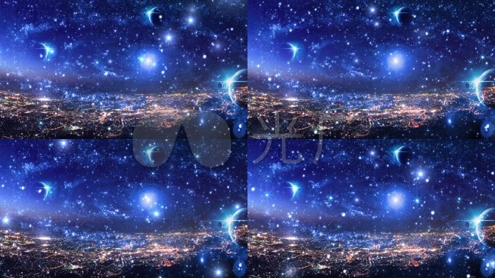 大气唯美星空城市企业年会晚会背景