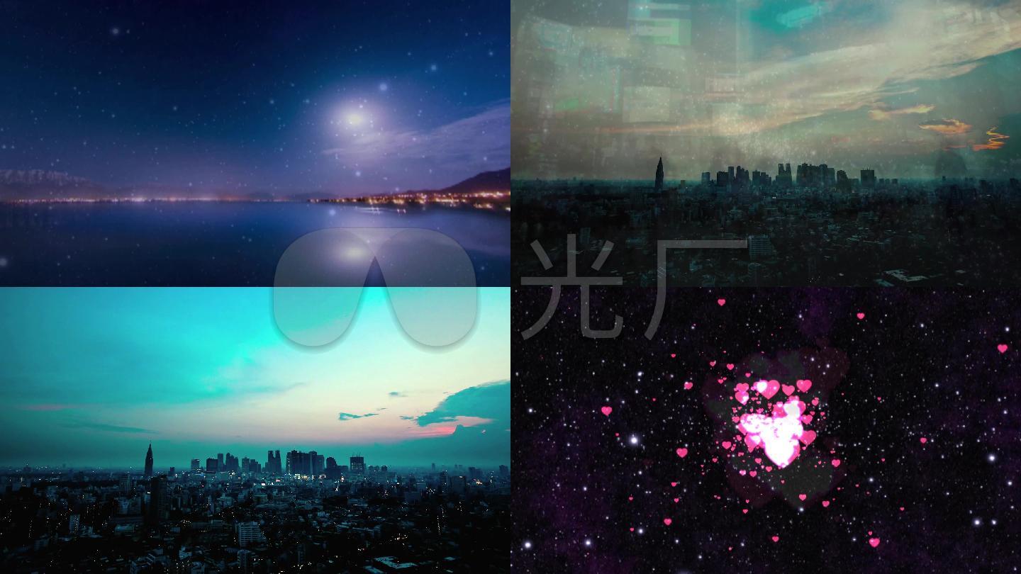 月半小夜曲星空夜景led大屏素材