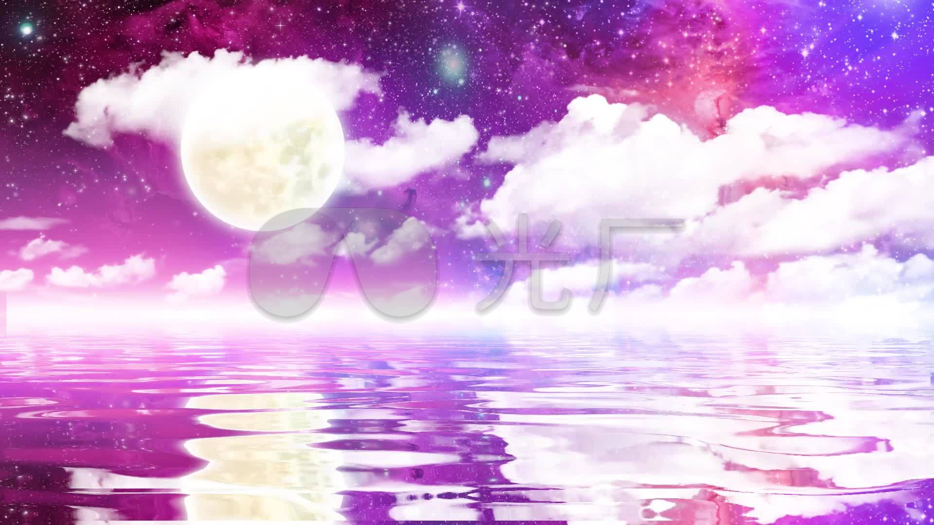 26秒梦幻黄月亮紫色天_1920x1080_高清视频素材下载