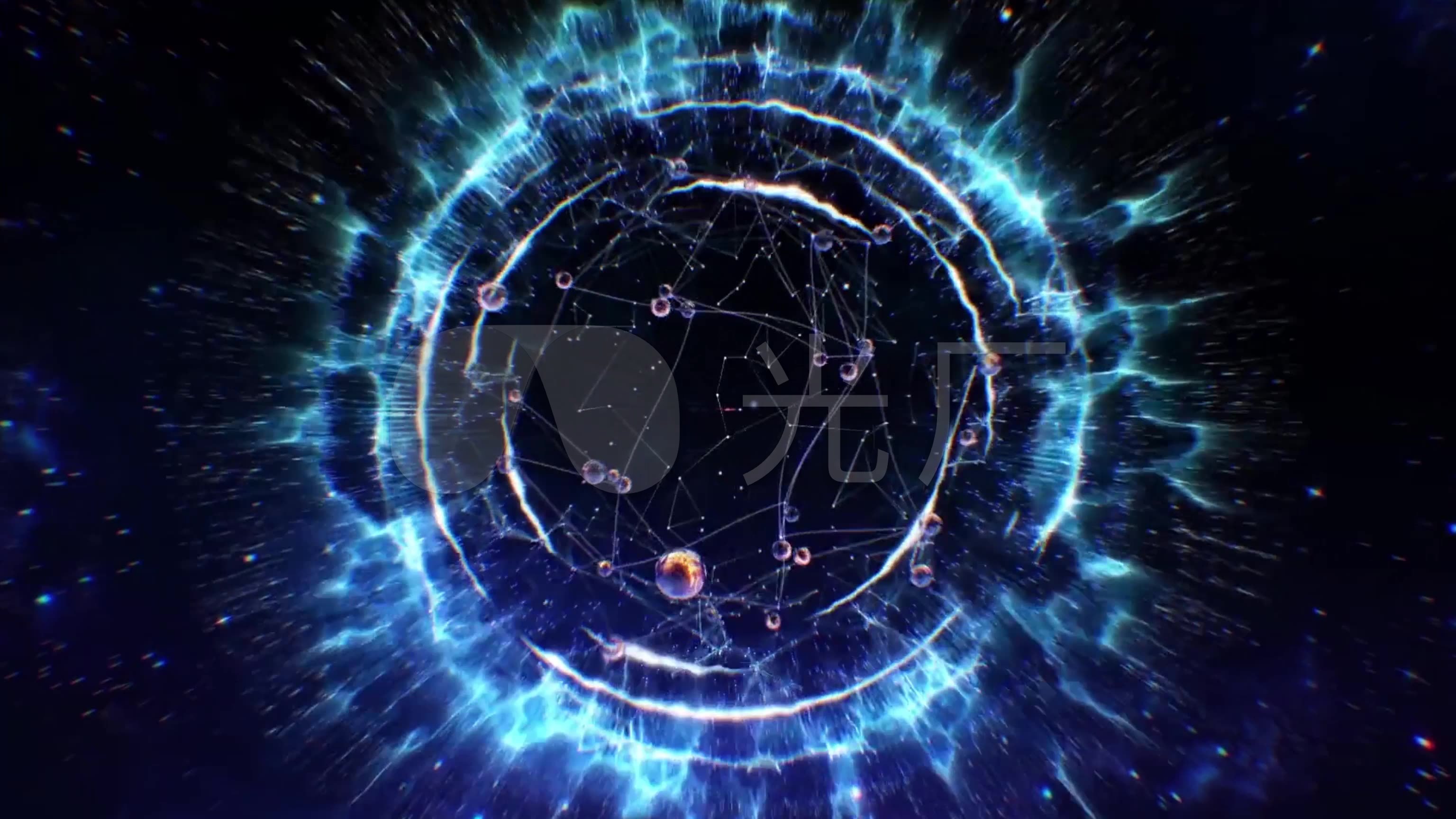 宇宙地球线条碰撞特效素材 音频_3072x1728_高清视频