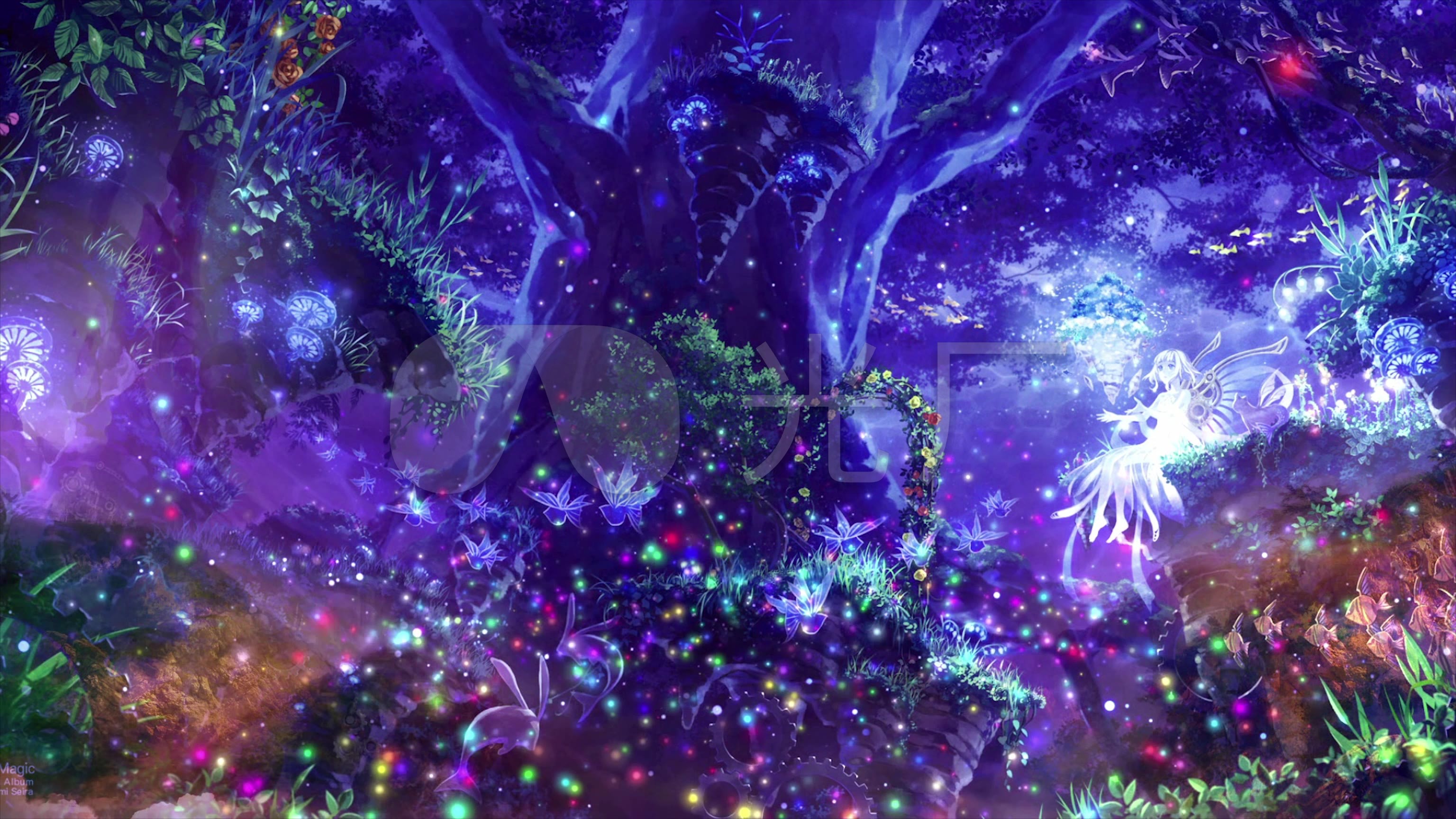 唯美粒子梦幻森林精灵仙女3k高清视频素材