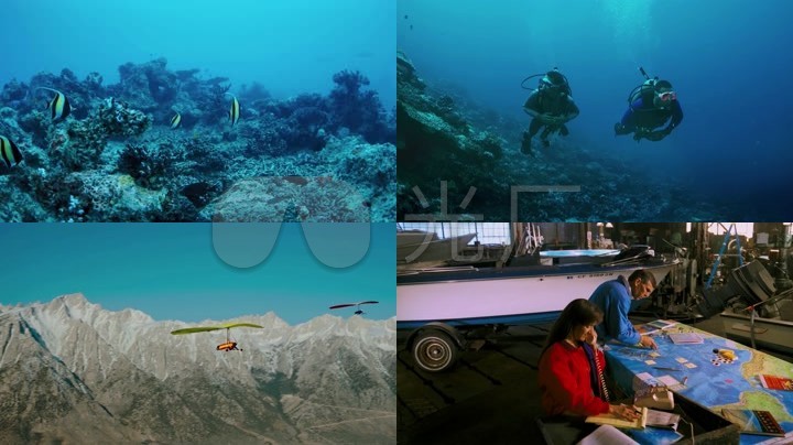 4k海洋生物学家潜水运动海洋深海潜水