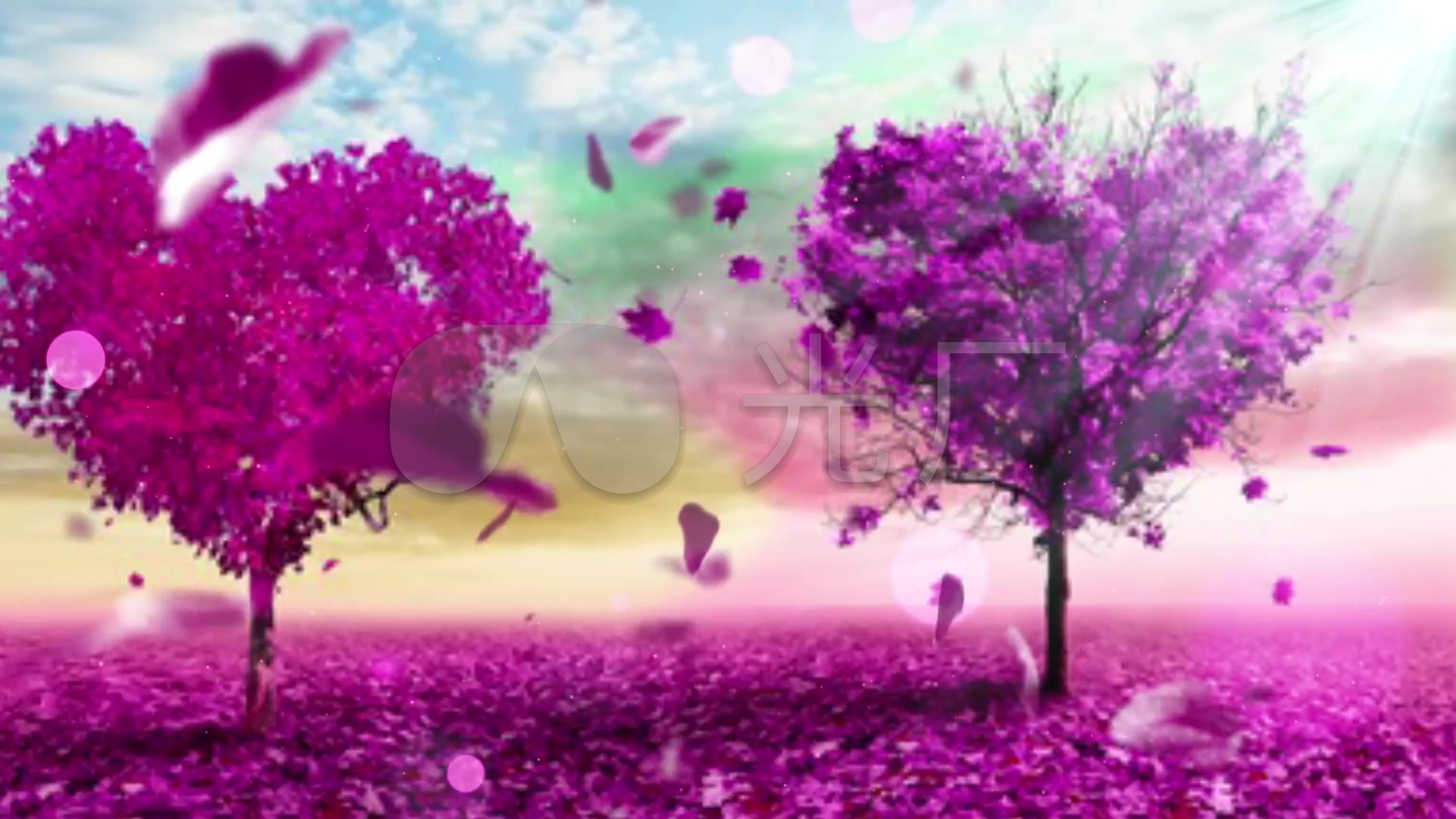 唯美紫色爱心树七夕情人节背景视频