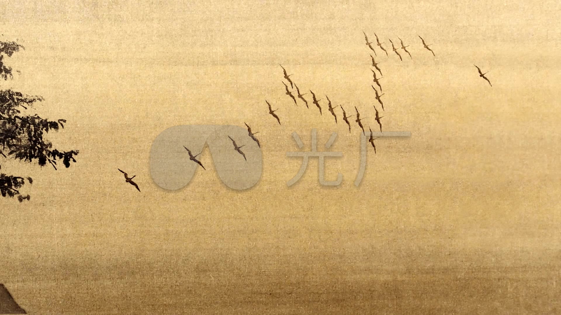 平沙落雁古琴水墨国画演出背景