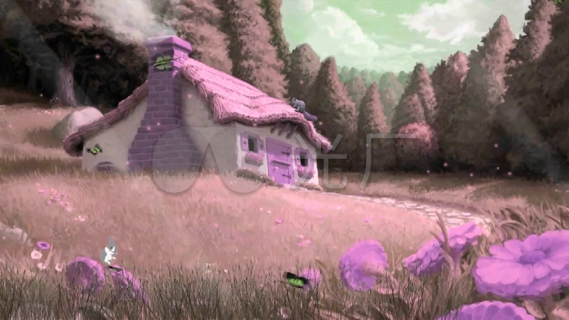 唯美梦幻卡通乡村森林小屋_1920x1080_高清视频素材下载(编号:1596559