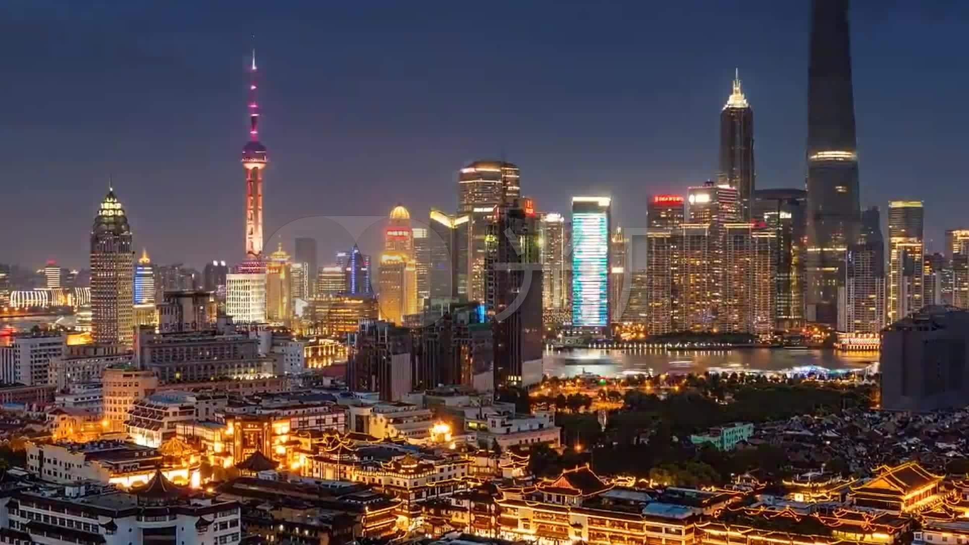 上海城市延时中国馆上海夜景