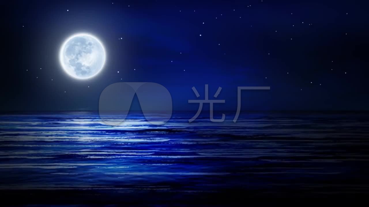 夜晚海面月亮星空_1280x720_高清视频素材下载(编号:)