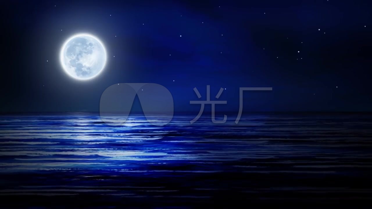 夜晚海面月亮星空_1280x720_高清视频素材下载(编号:1615112)_舞台