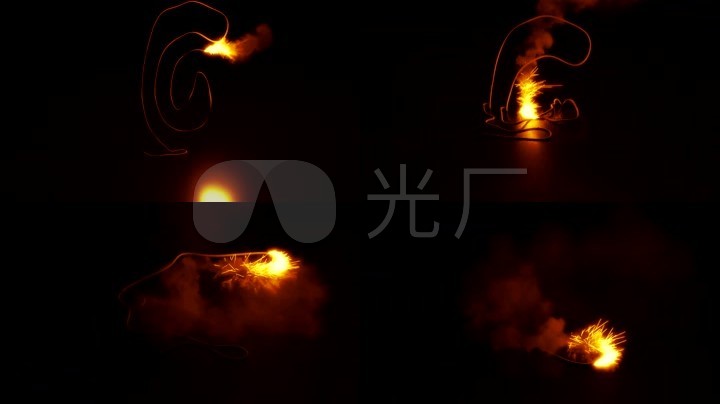 导火索线条燃烧火焰