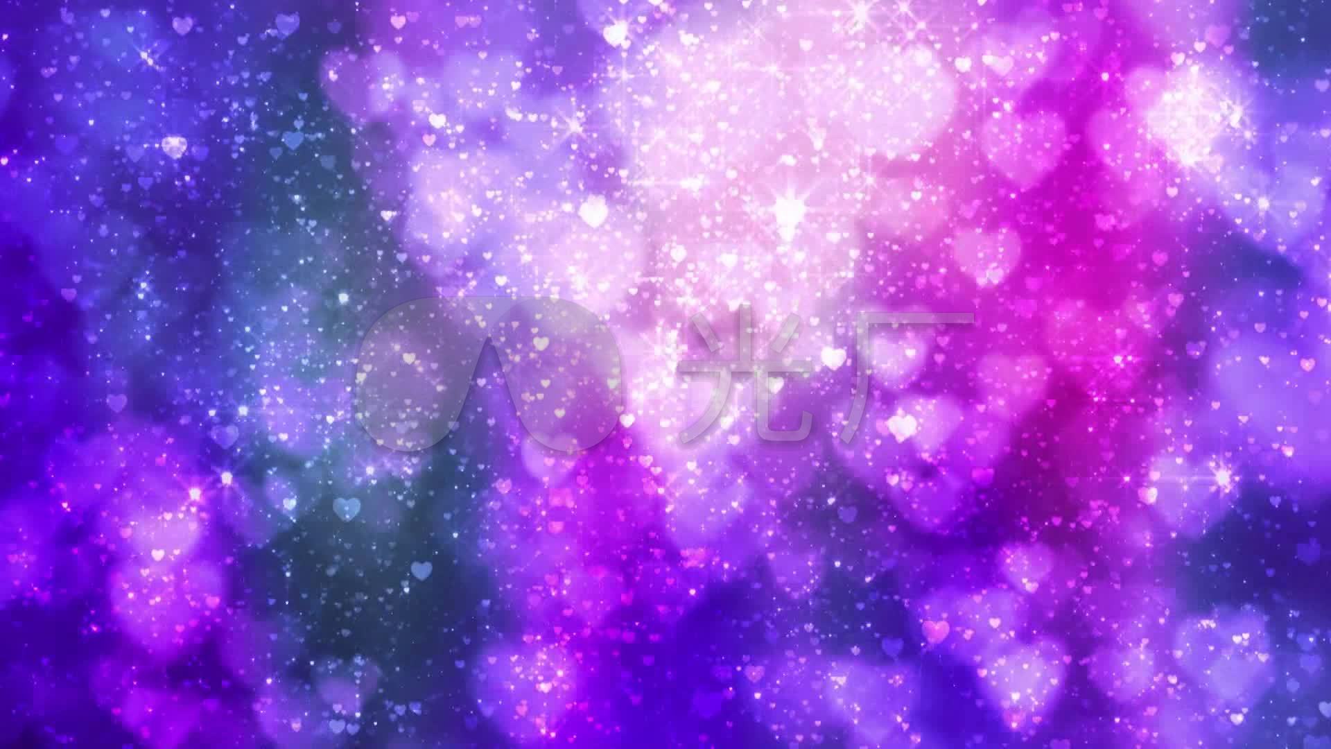 紫色梦幻闪光心型粒子背景