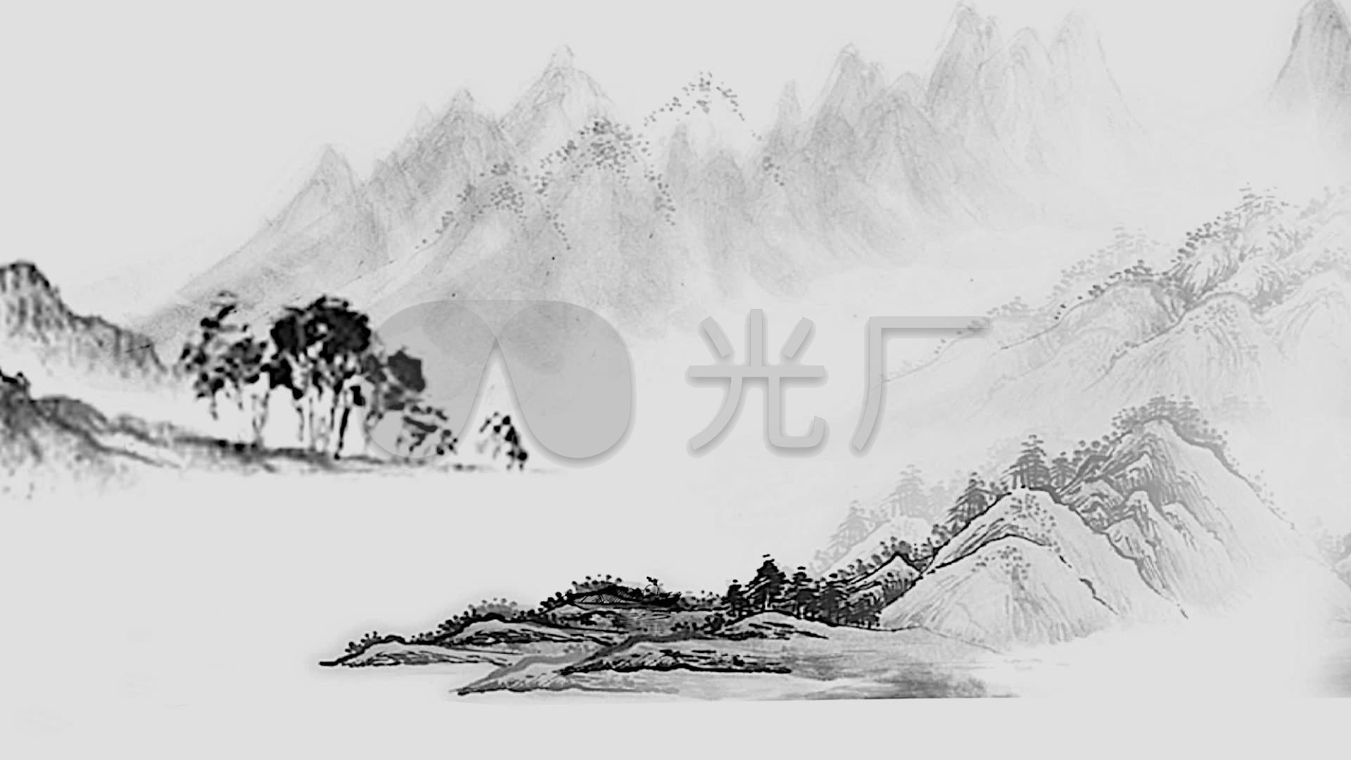 古风山水水墨背景视频_1920x1080_高清视频素材下载