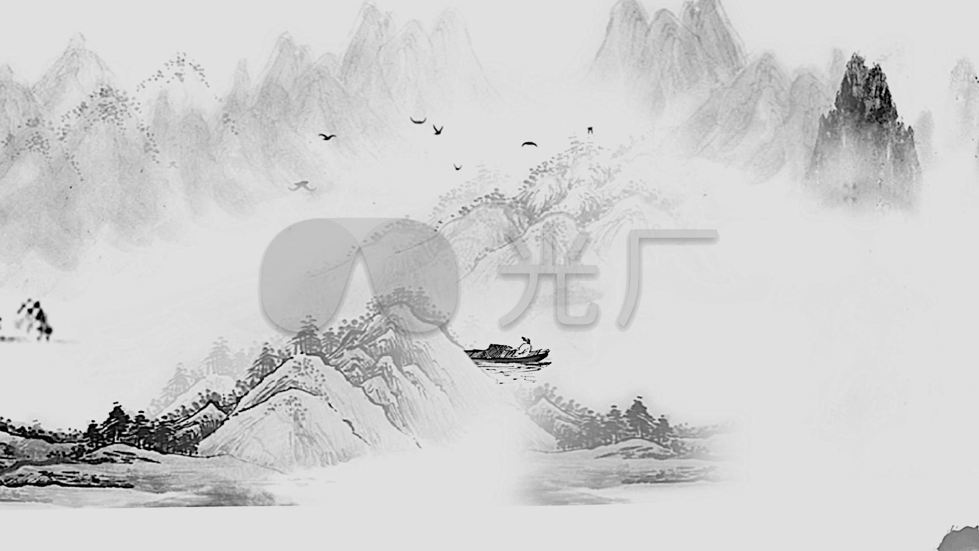 古风山水水墨背景视频_1920x1080_高清视频素材下载