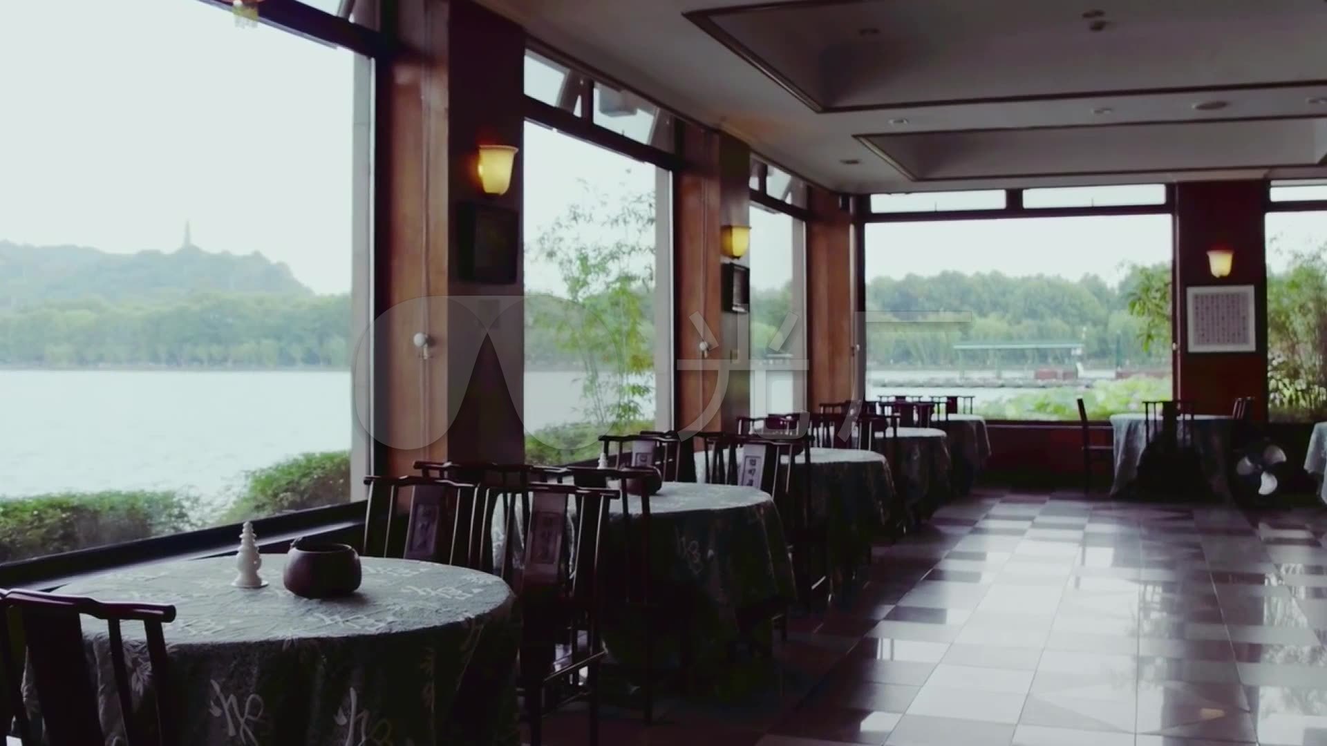 西湖湖景茶馆茶楼江南下午茶视频_1920x1080_高清视频