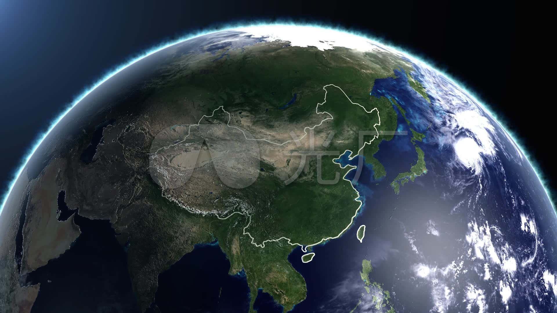 大气地球中国地图运动_1920x1080_高清视频素材下载