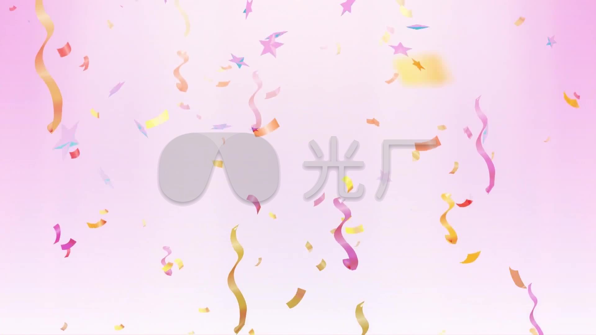 浪漫飘带下落生日快乐背景