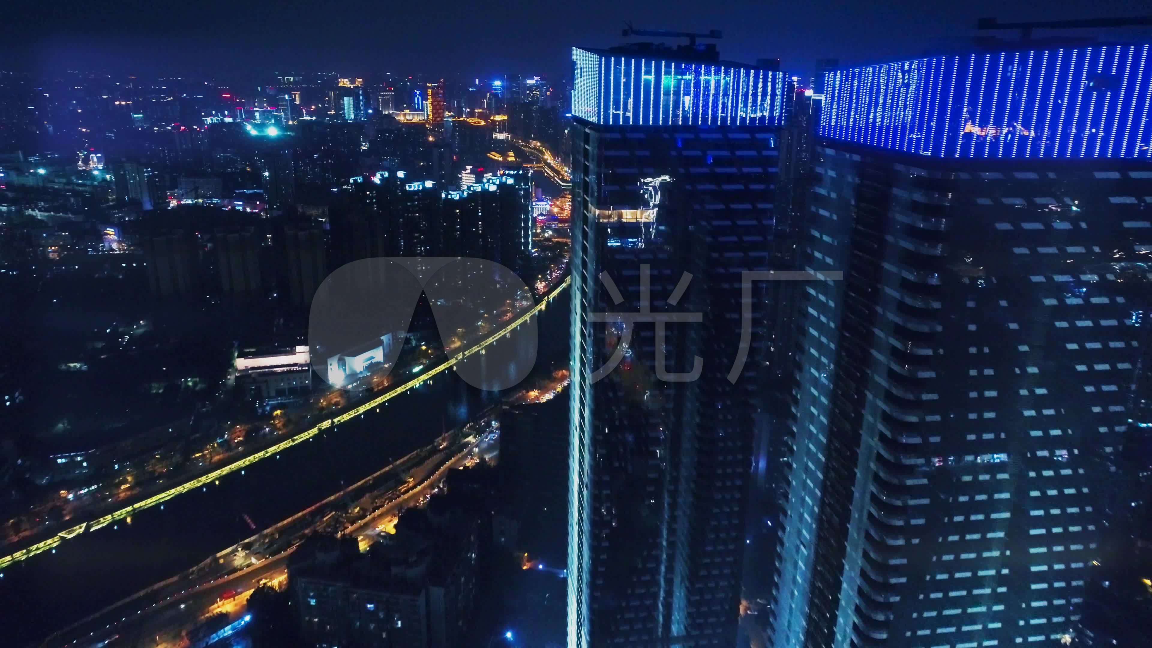 4k成都夜景航拍纯素材05