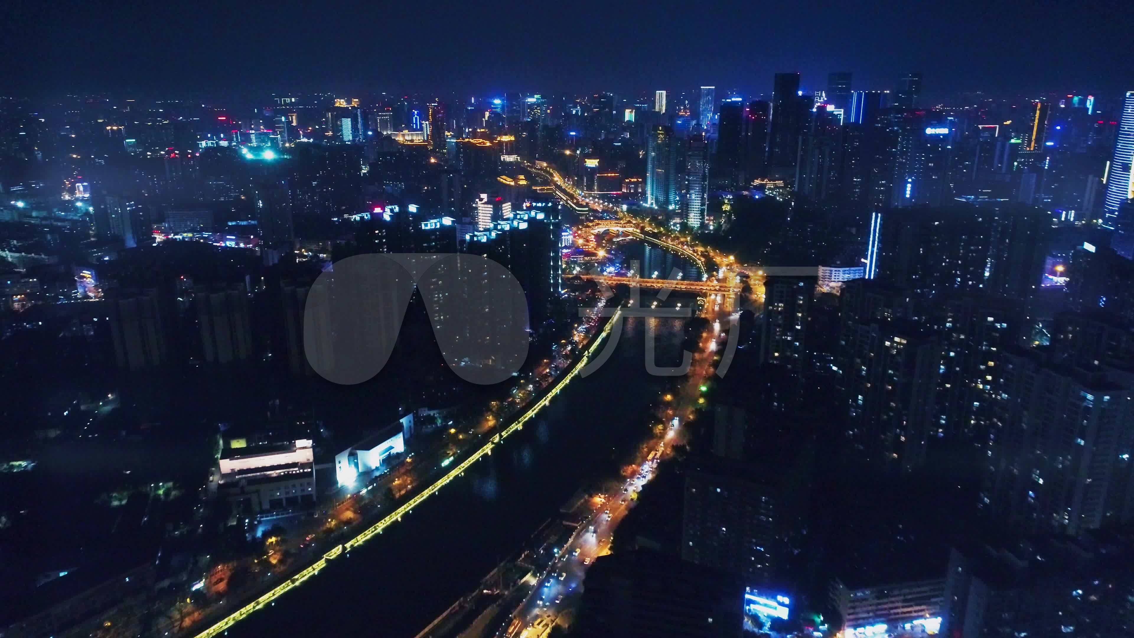 4k成都夜景航拍纯素材05