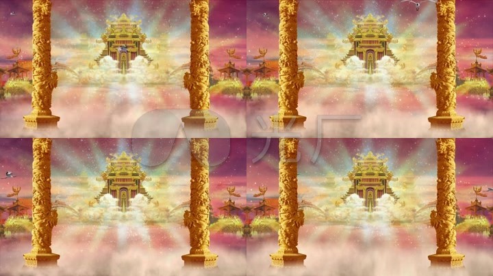 玉皇大帝仙班紫气东来南天门戏曲演出场景古代中国风越剧背景粤剧背景