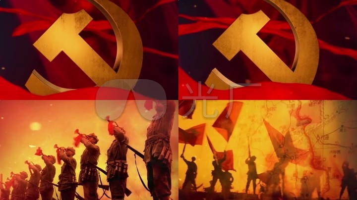 镰刀斧头,党旗,红军,红色革命视频素材