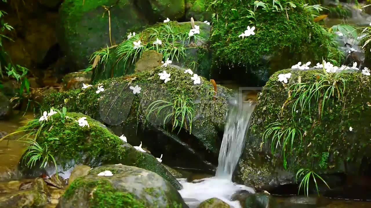 青苔与山间流水的美妙