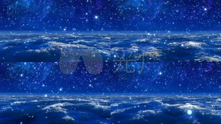 唯美粒子星空浪漫星空大海夜景