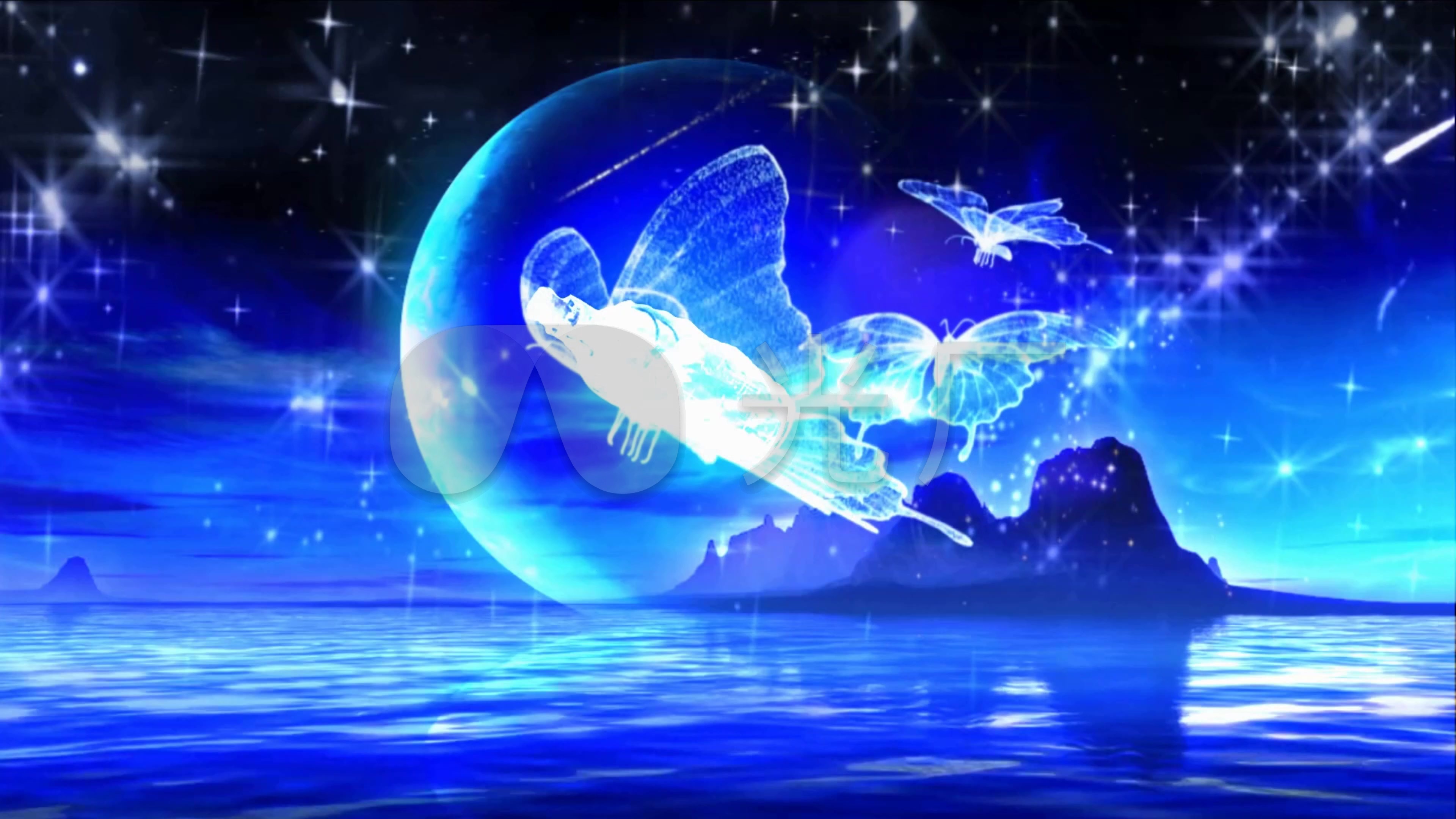 月亮代表我的心舞台表演背景唯美梦幻星空_3840x2160_高清视频素材