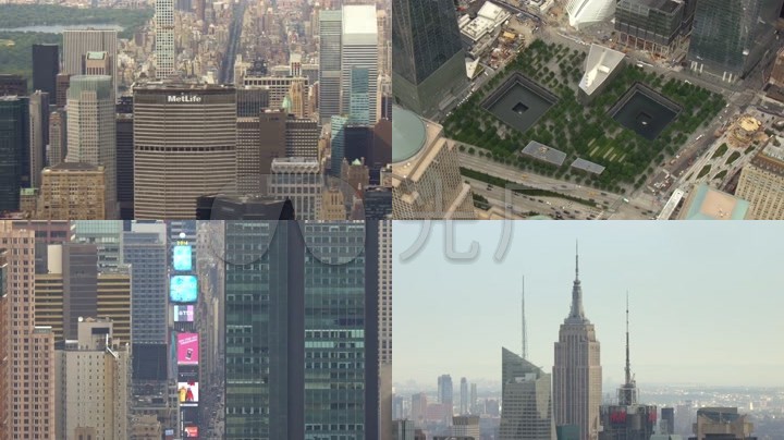 航拍纽约城市建筑群_曼哈顿高楼大厦