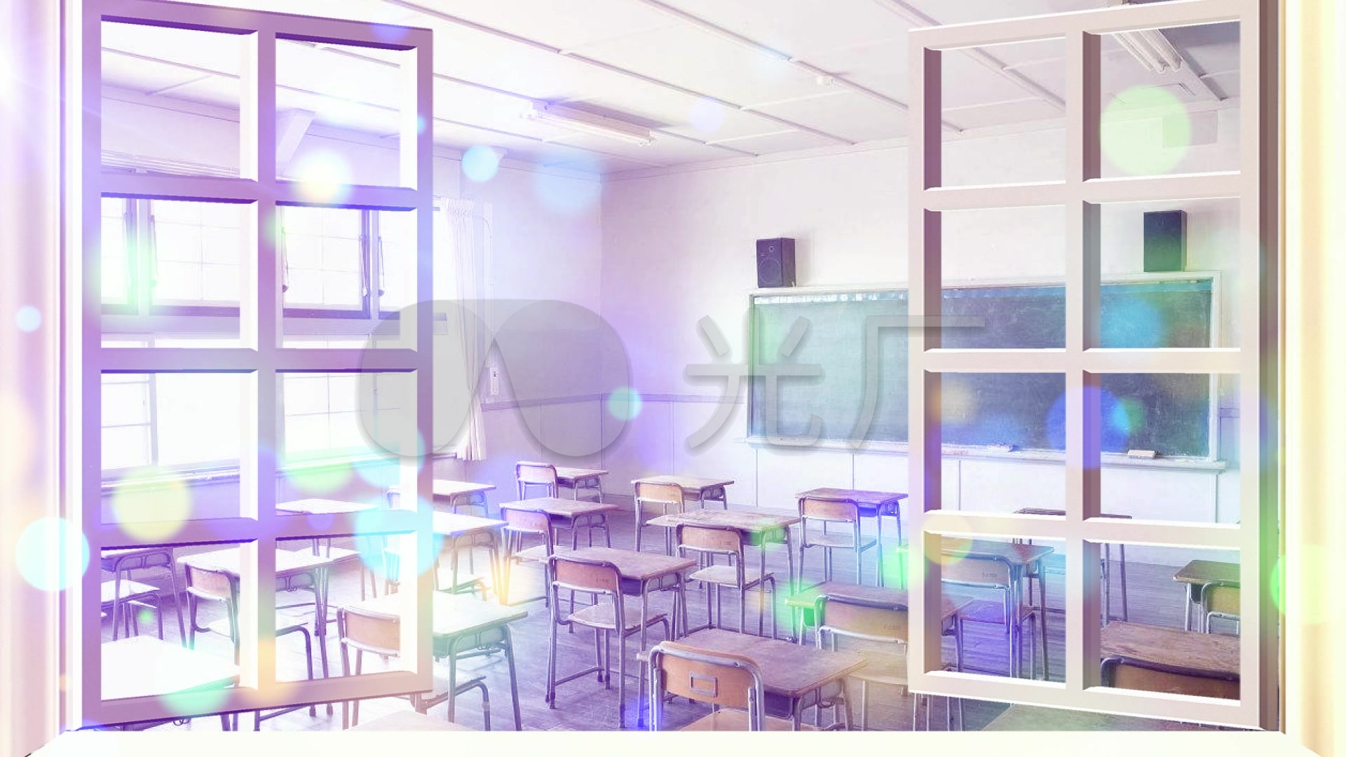 学校教室窗台黑板课桌背景02