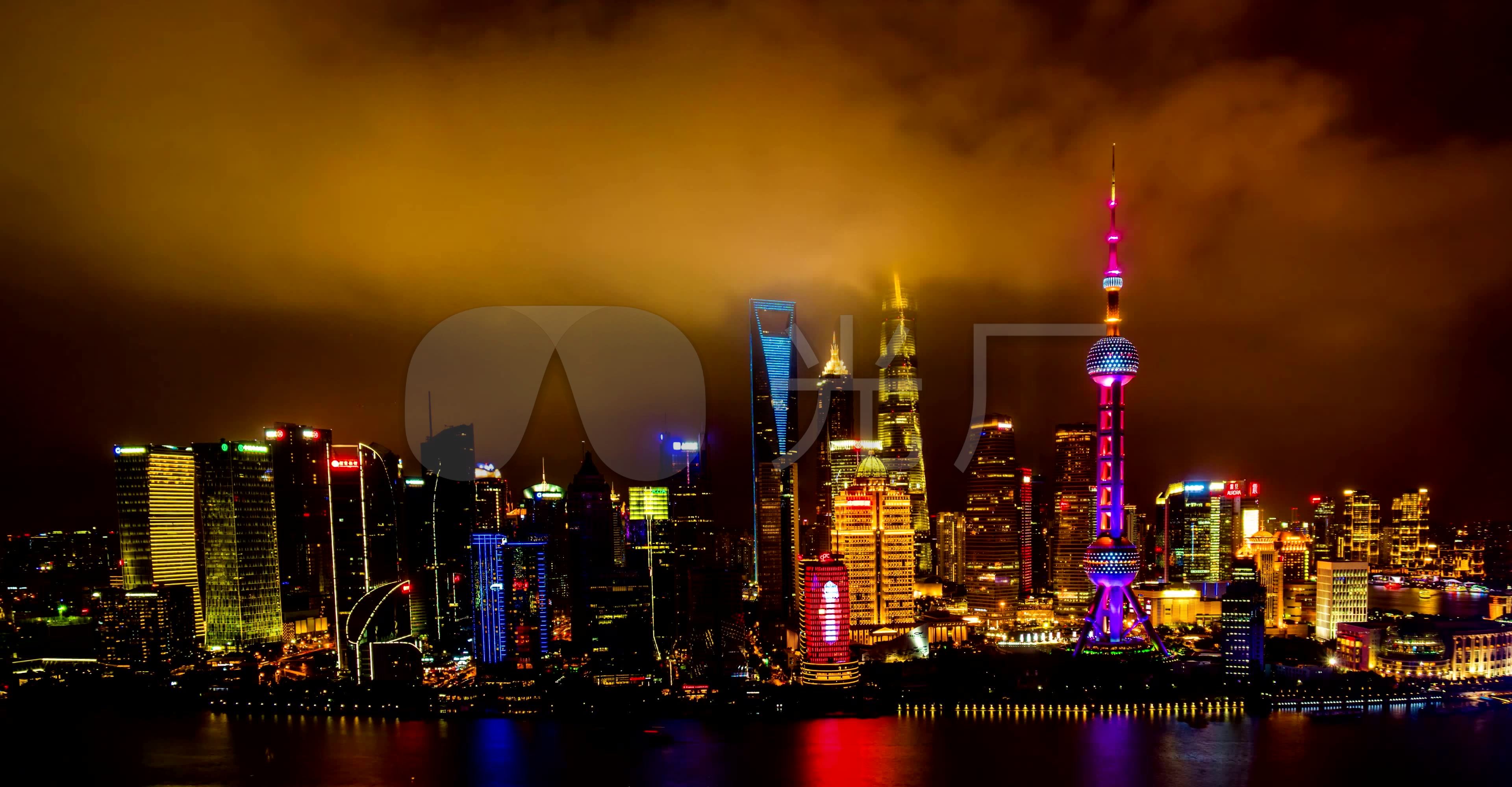 上海浦东繁华夜景,上海地标建筑_3840x2000_高清视频