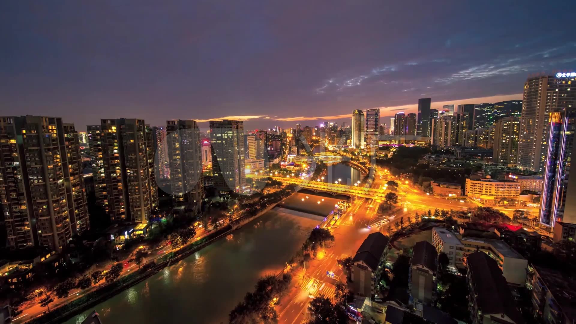 成都夜晚城市风景_1920x1080_高清视频素材下载(编号