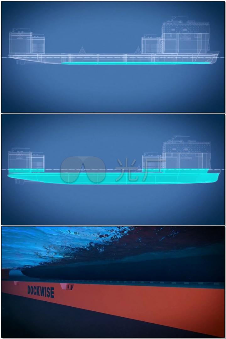 三维动画船试水吃水深度