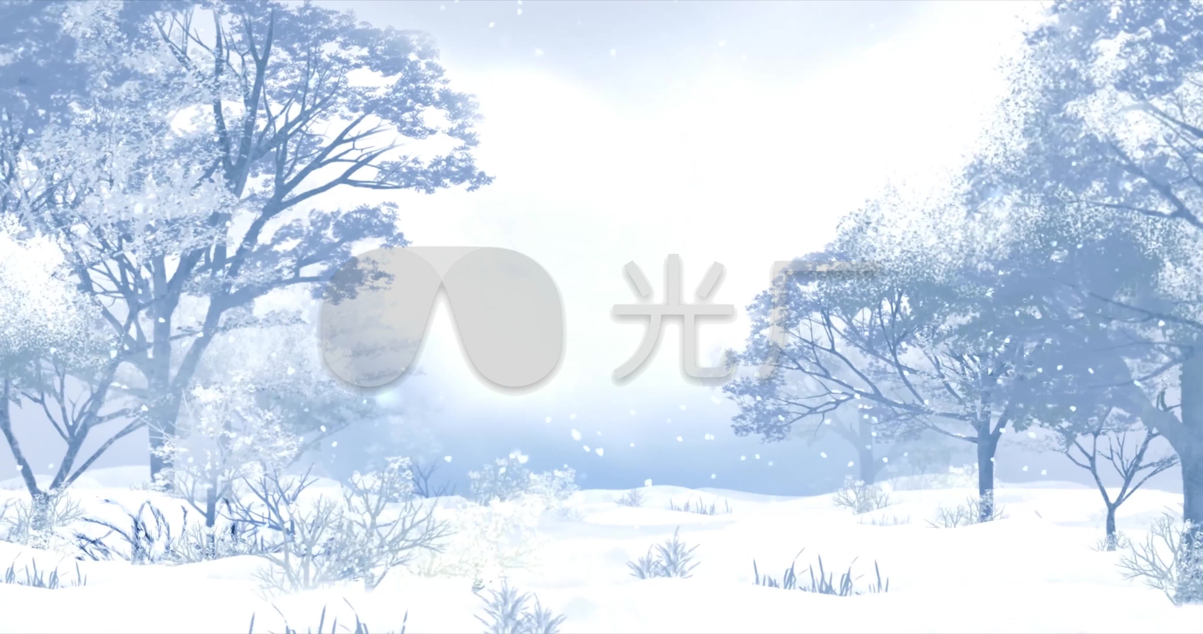 冬天的雪景卡通场景