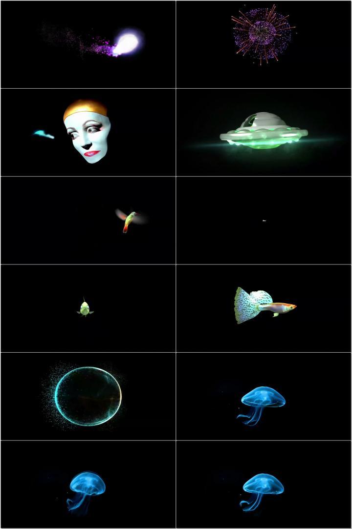 全息图像3d动态动画演示鱼水母地球_1920x1080_高清视频素材下载(编号